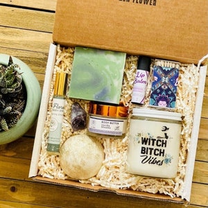 Witch Bitch Vibes Spa Gift Box, Birthday Gift Set For Witch, Gift For Her, Spiritual Themed, Mystical Gift Set, Surprise Gift Box, Zen Gifts