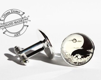 Mens Executive Cufflinks Contemporary Yin and Yang Light and Darkness Chinese Symbol Cuff Links Mens Executive Cufflinks Contemporary Yin and Yang Light and Darkness Chinese Symbol Cuff Links