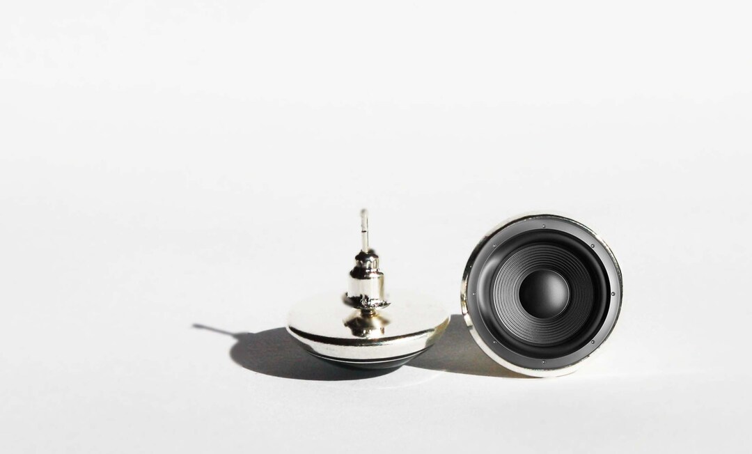 Speaker Cone Stud Earrings, Loudspeaker, Dynamic Speaker Surgical Steel Earrings, 316 Stainless