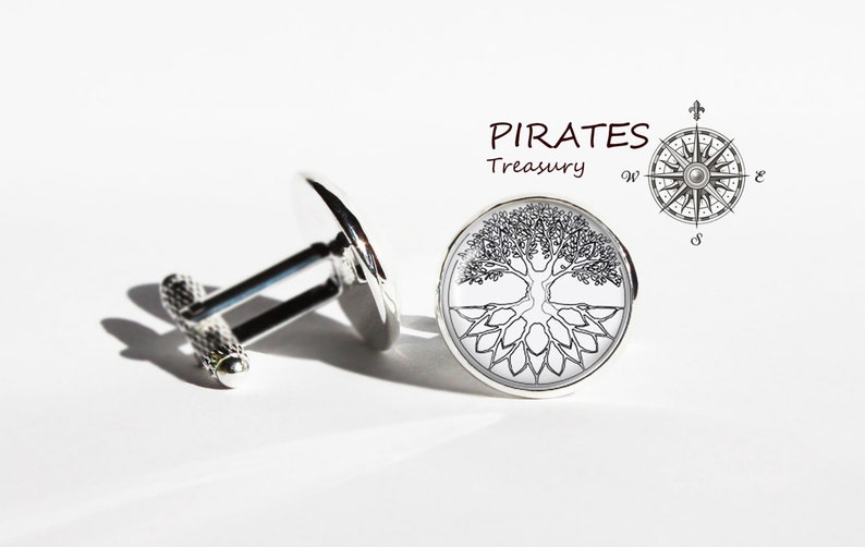 Tree of life cufflinks Tree cuff links Life tree cufflink men and women accessories