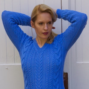 Blue Sweater, knit sweater, v neck sweater, womens sweater, wool sweater, warm sweater, long sleeve sweater, woman sweater, Ready to Ship image 5