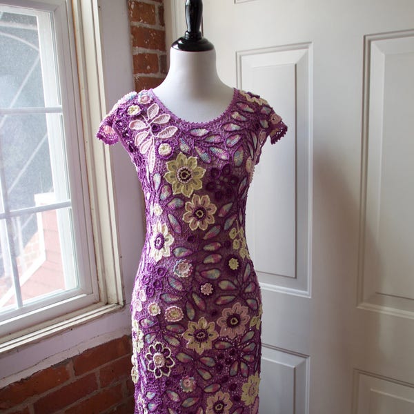 Irish Lace Dress, Hand Made Crochet Dress, Irish Crochet, Hand Knitted, Handmade Lace, Sheath Dress,