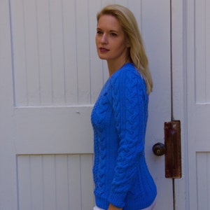 Blue Sweater, knit sweater, v neck sweater, womens sweater, wool sweater, warm sweater, long sleeve sweater, woman sweater, Ready to Ship image 4