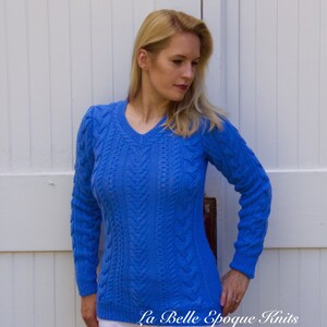 Blue Sweater, knit sweater, v neck sweater, womens sweater, wool sweater, warm sweater, long sleeve sweater, woman sweater, Ready to Ship image 2