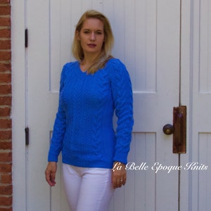 Blue Sweater, knit sweater, v neck sweater, womens sweater, wool sweater, warm sweater, long sleeve sweater, woman sweater, Ready to Ship image 1