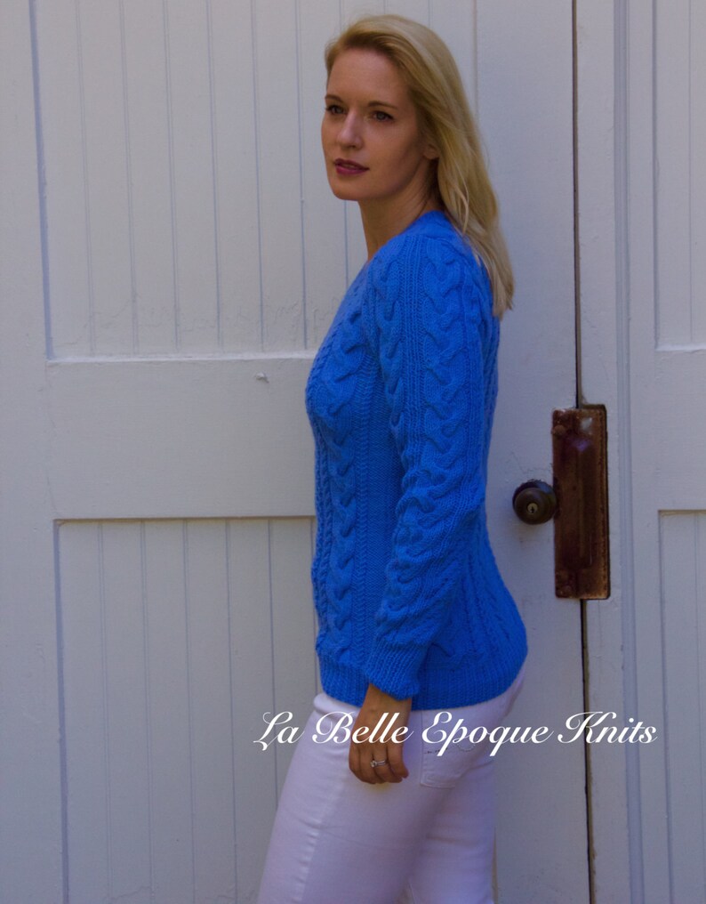 Blue Sweater, knit sweater, v neck sweater, womens sweater, wool sweater, warm sweater, long sleeve sweater, woman sweater, Ready to Ship image 4