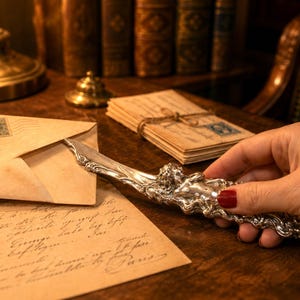 Vintage MMA Mermaid Letter Opener, Metropolitan Museum of Art, Art Nouveau Silver Tone Paper Knife, Ornate Desk Accessory
