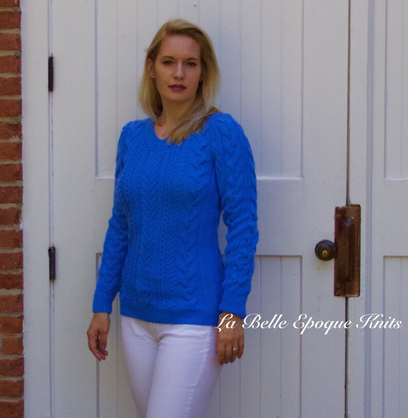 Blue Sweater, knit sweater, v neck sweater, womens sweater, wool sweater, warm sweater, long sleeve sweater, woman sweater, Ready to Ship image 1