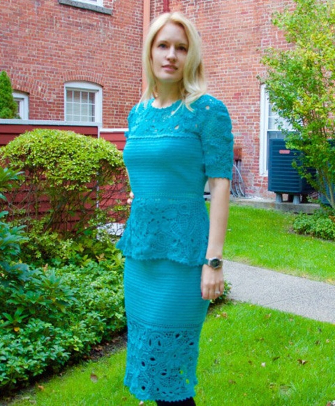 Hand Knitted Lace Dress, Special Occasion Dress, Hand Knit Dress, Irish