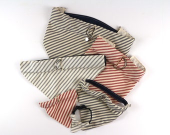 Dog Bandana - Over the Collar, Striped Slide On Dog Collar Bandana with Buttonhole to Allow Collar Access to Attach Leash