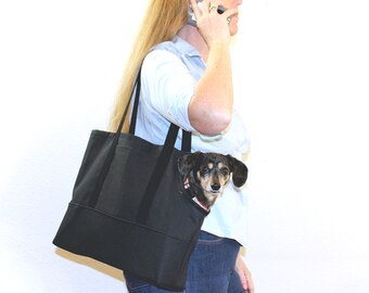 Dog Carrier - Classic Black Canvas Pet Tote for Dogs XS to XXL - Custom Fitted to Your Dog's Measurements