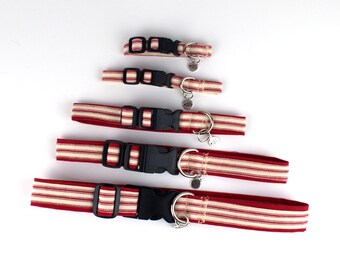 Red Dog Collars, 5 Sizes from X Small to Medium to X Large Dog Collars