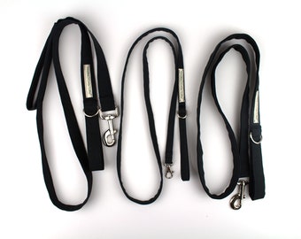 Dog Leash, Small / Large Black Pet Lead with Optional Traffic Handle and Optional Handle Pad
