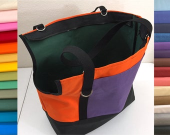 Dog Carrier - Color Block Canvas Pet Tote Bag for Dogs XS to XXL - Custom Fitted to Your Dog's Measurements