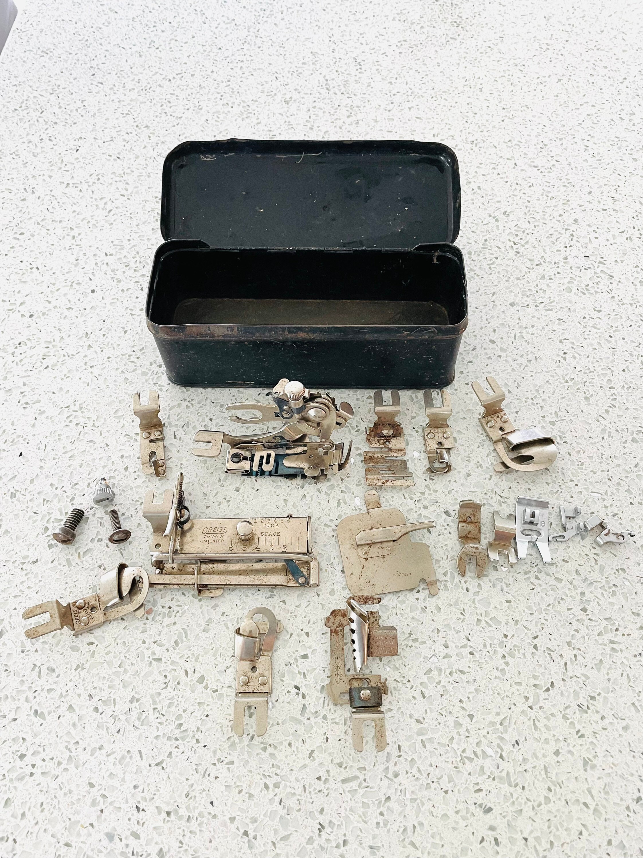 Vintage Greist Sewing Machine Attachments in Metal Box Sewing Etsy