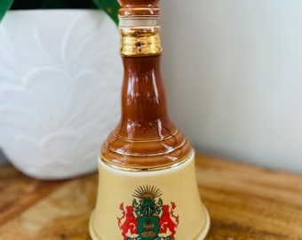 Decantador Jim Beam vintage, 1969, vacío, cristalería vintage, Bell's Royal VAT, whisky escocés