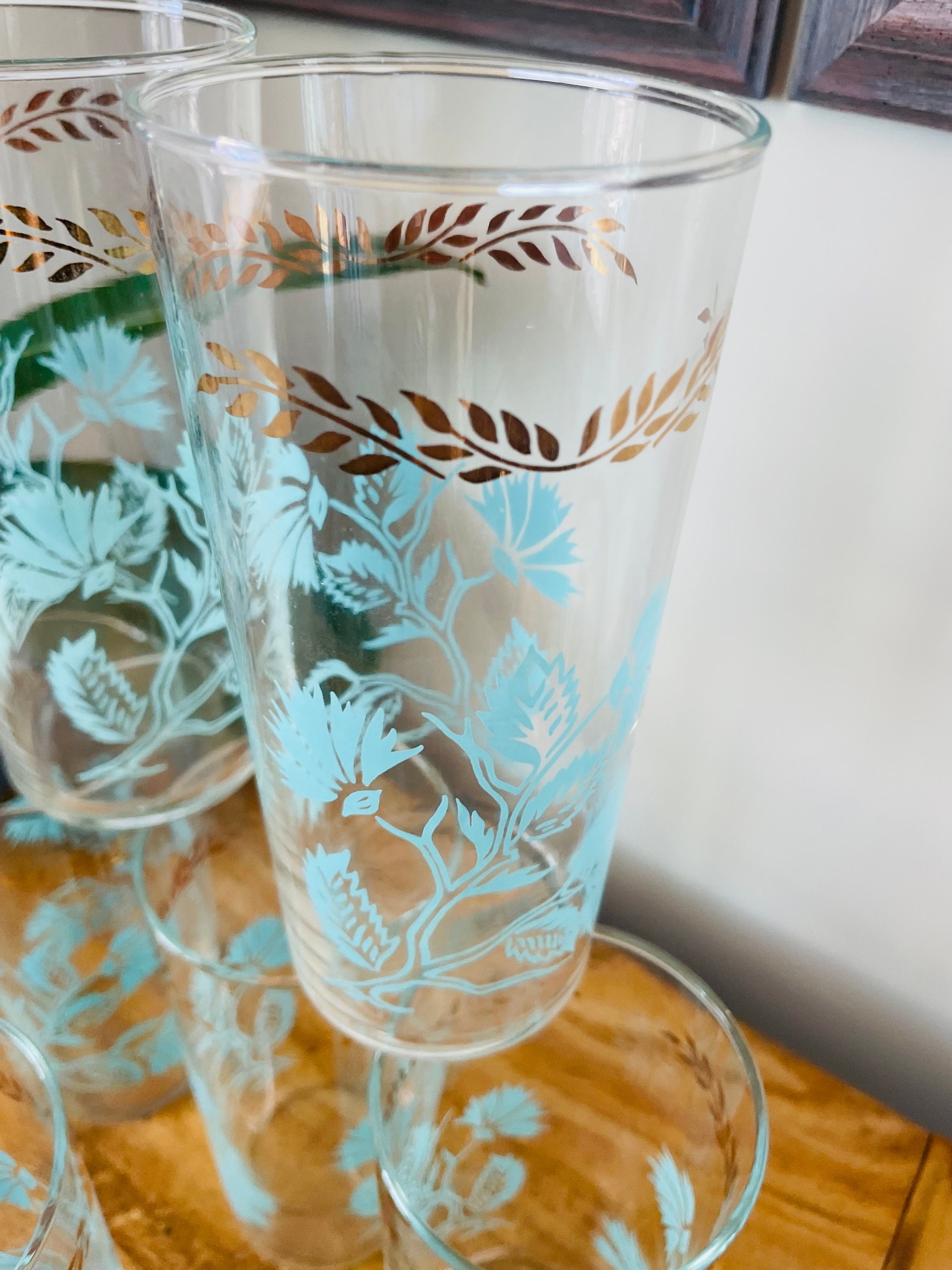 Mid Century - Set of 6 Vintage Federal Glass Tumblers, Aqua