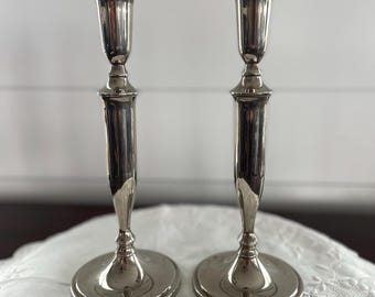 Pair of Vintage Godinger Taper Candle Sticks, Silver Plate Tapers