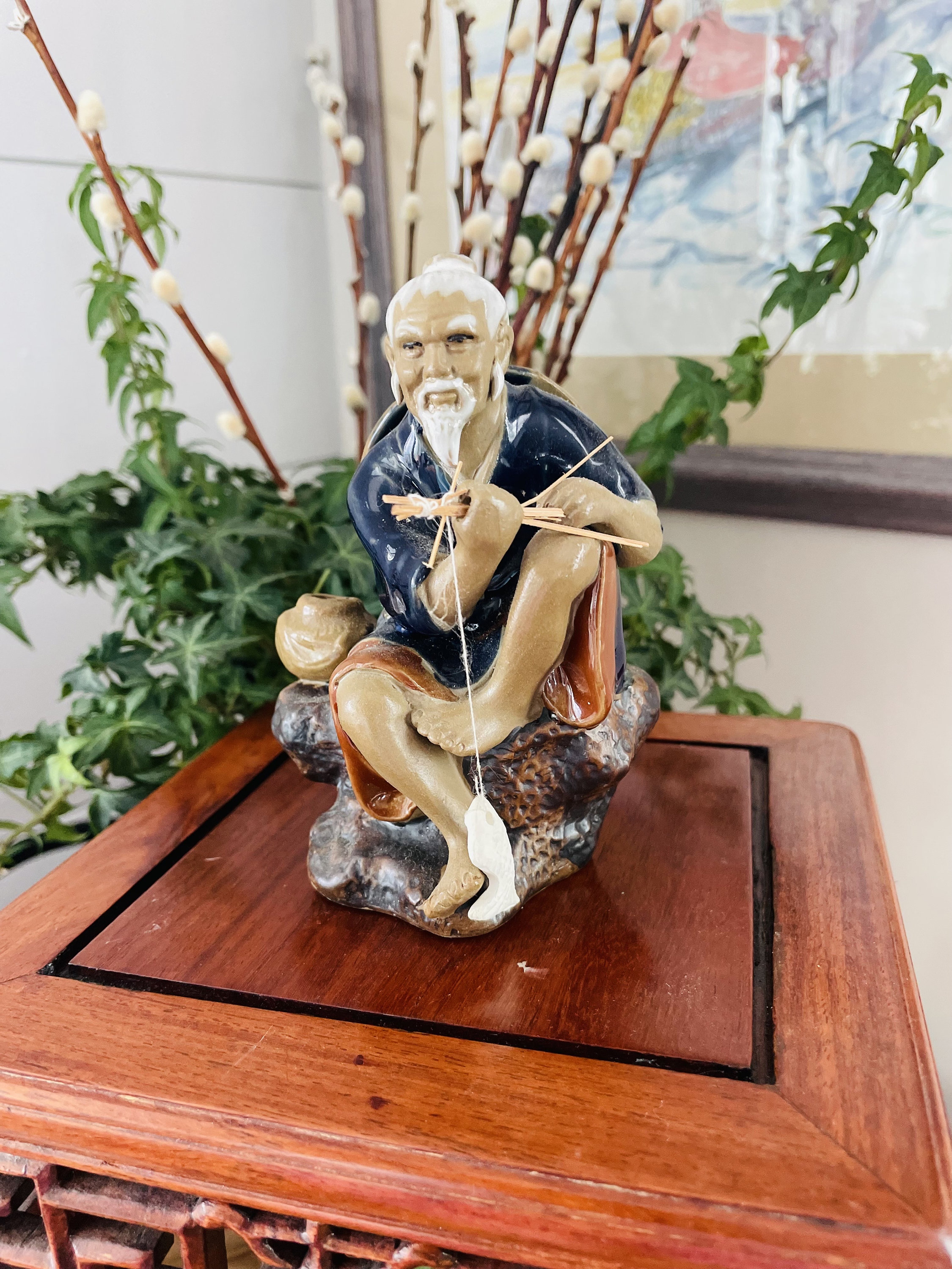 Chinese Mudman Figurine With Fishing Pole (No. 145)