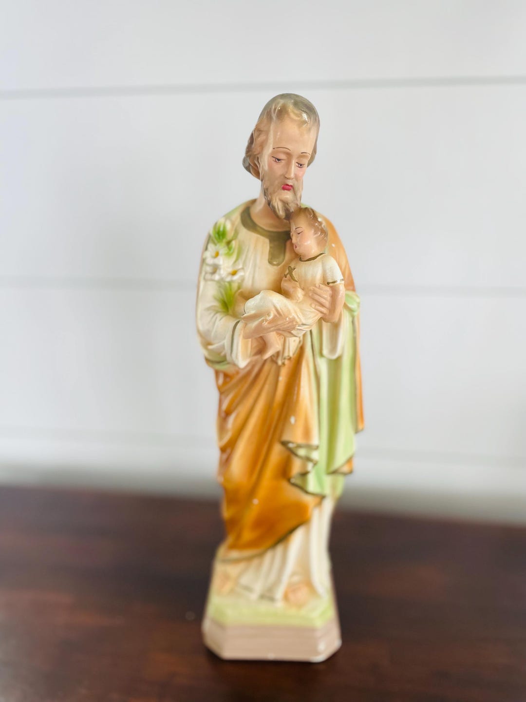 Vintage Devotional St Joseph, Faith Decor, Chalkware Joseph Holding ...