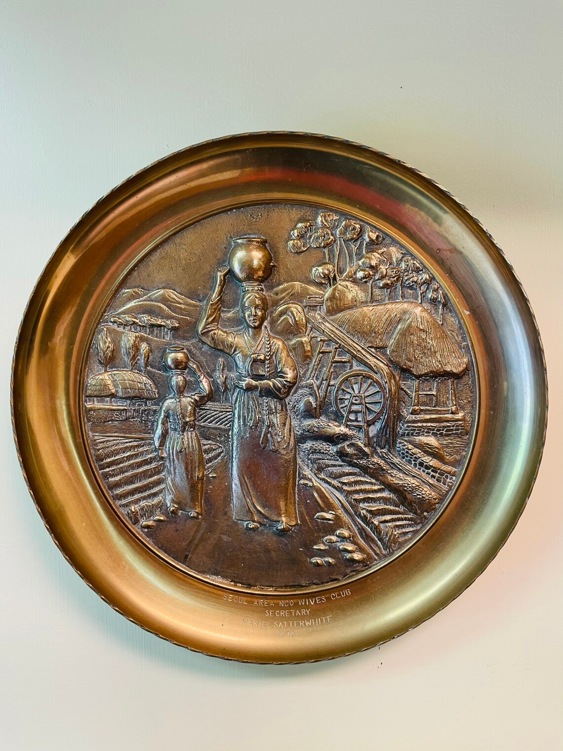 Solid Korean Brass Wall Commemorative Plate Easel or Hang Etsy