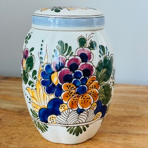 Antique De Delfste Pauw DP Delft Floral Ginger Jar