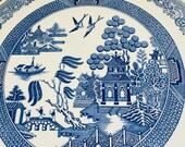 Spode Blue and White Cake Platter, Trivet, Riser, The Blue Room Collection Willow