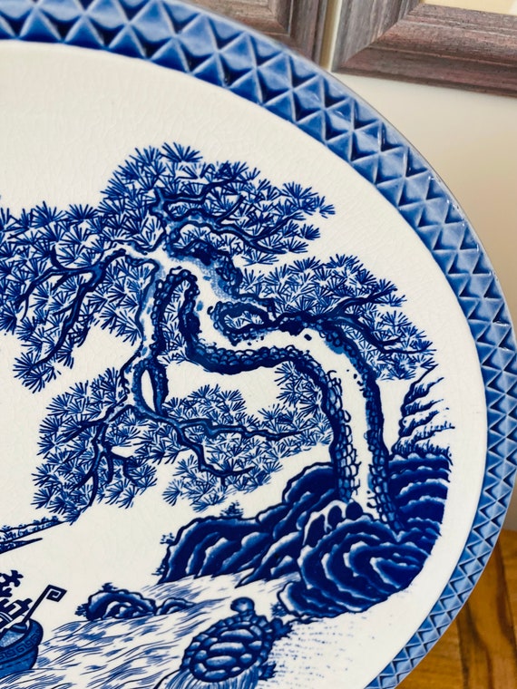 Old Blue Castle日本製ブルーアンドホワイトのテーブルウェアシリーズ Vintage Japanese Blue and White Platter, Charger, Takaraune Ship