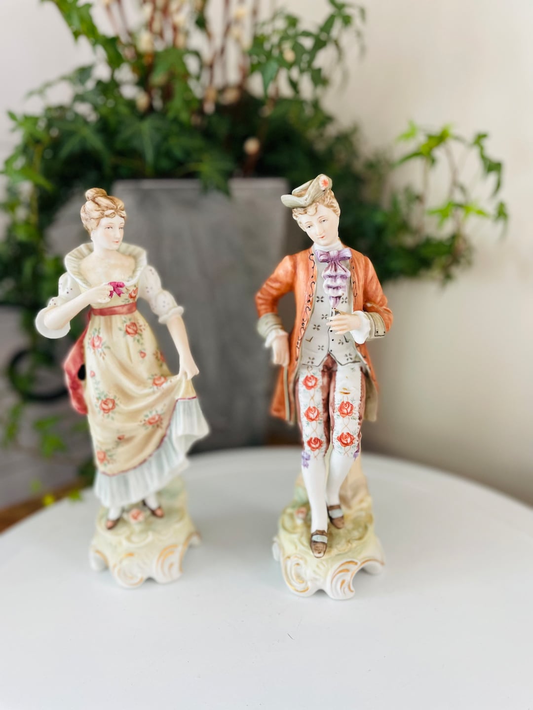 Pair Vintage Original Arnart Creation Porcelain/bisque Victorian