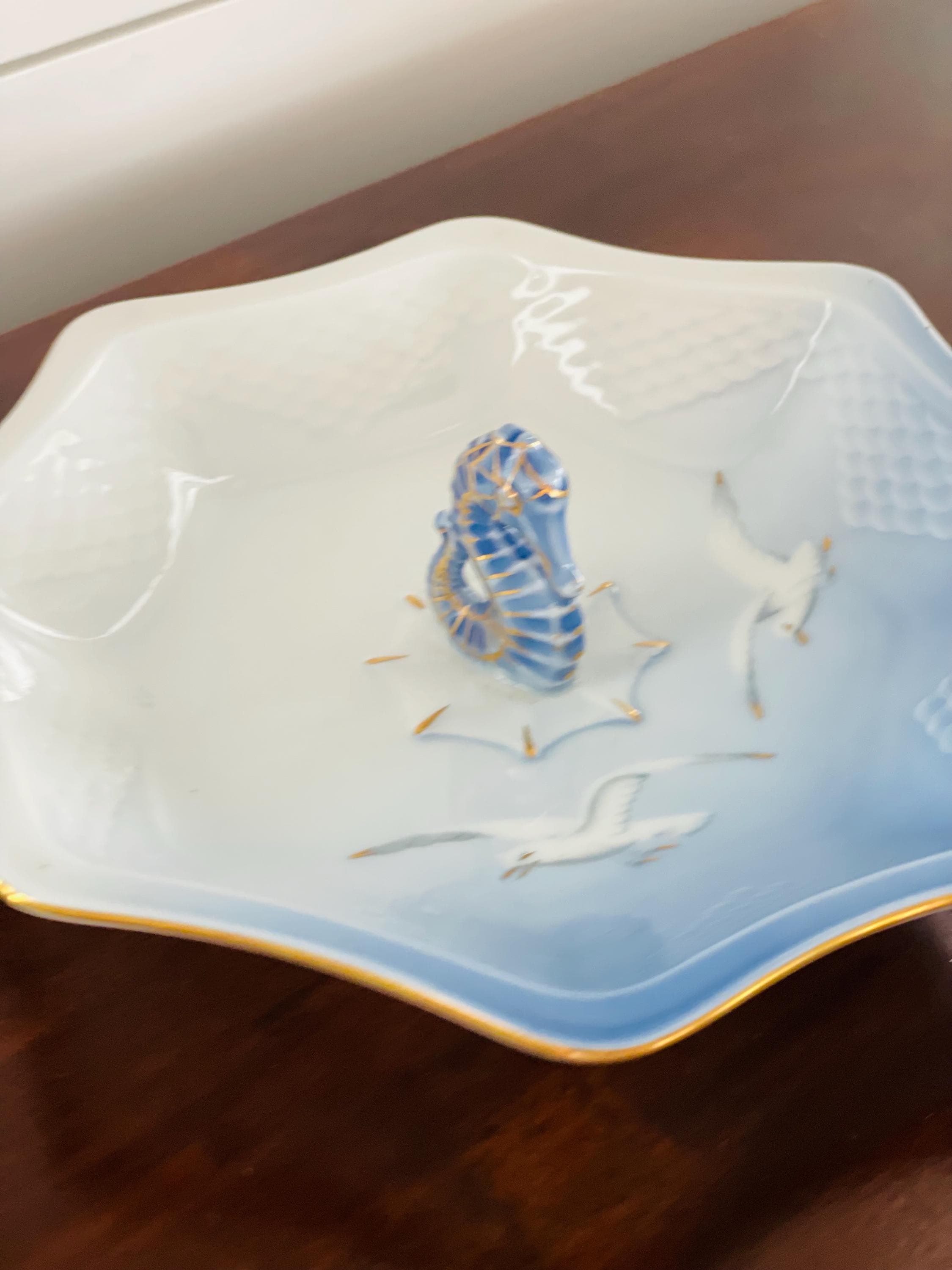 Bing and Grondahl Seagull Seahorse Handle Candy Dish, #217 B&G