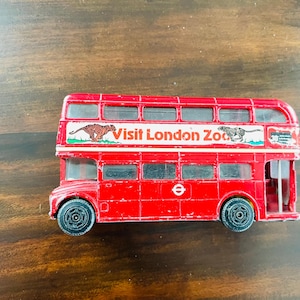 Vintage Corgi Toy Routemaster London Transport Double Decker Bus, Visit London Zoo, Metal Toy Bus