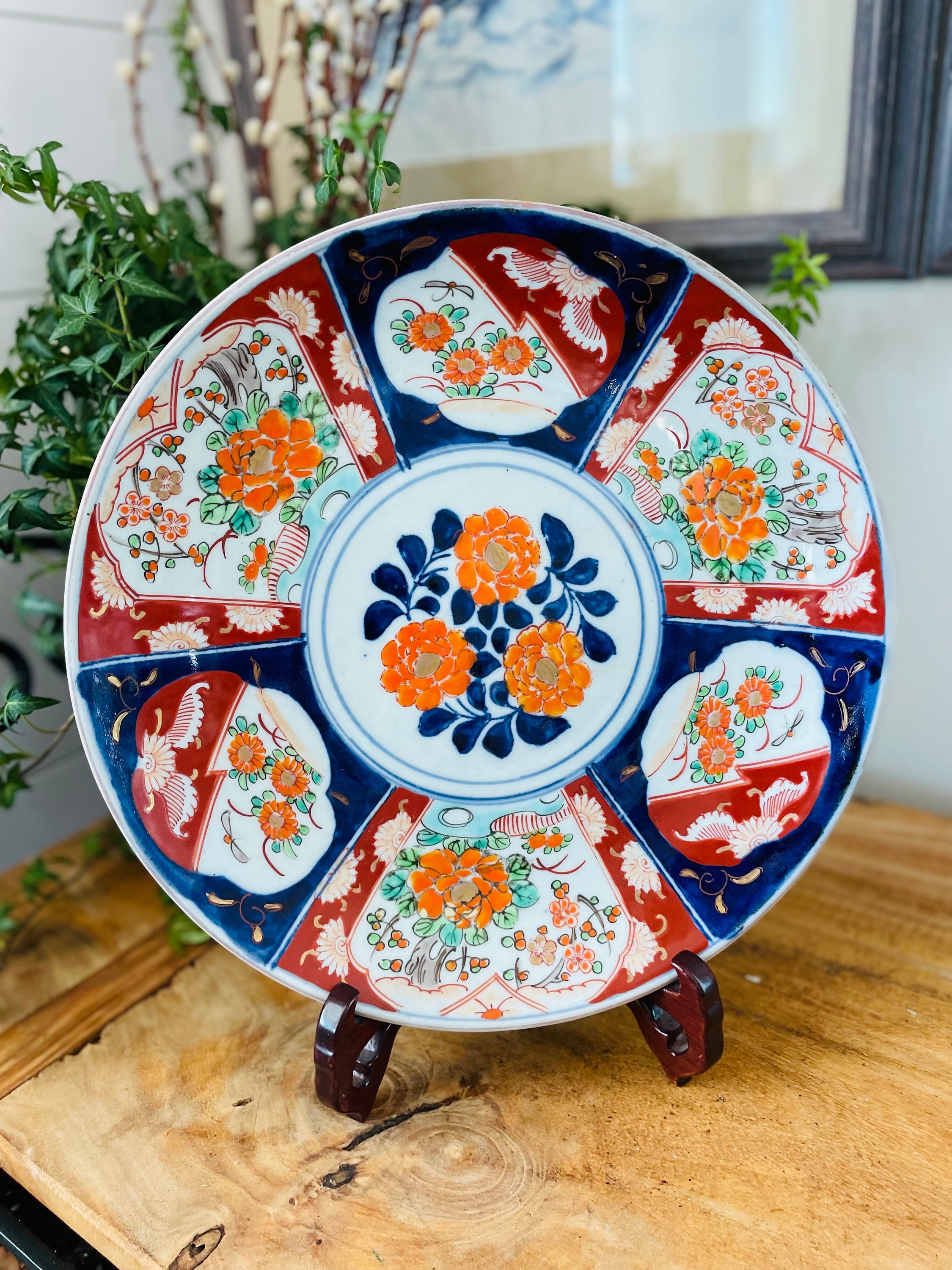 Japanese Arita Yaki Imari Charger, Decorative Hand Painted