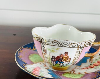 Antique Helena Wolfsohn? Porcelain Cup and Saucer Set, Demitasse