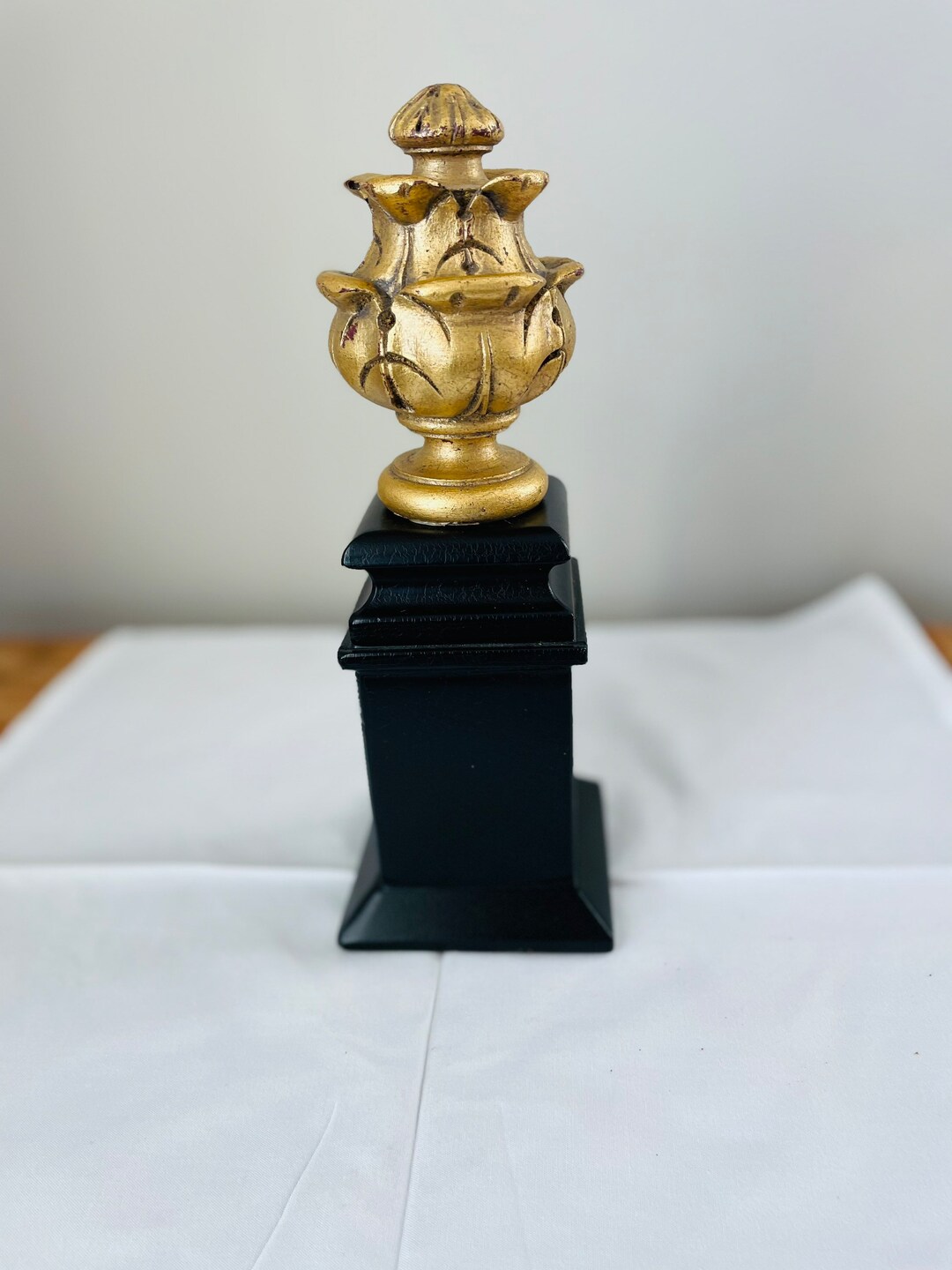 Gold and Black Shelf Table Decor, Finial, Hollywood Regency, Mantle
