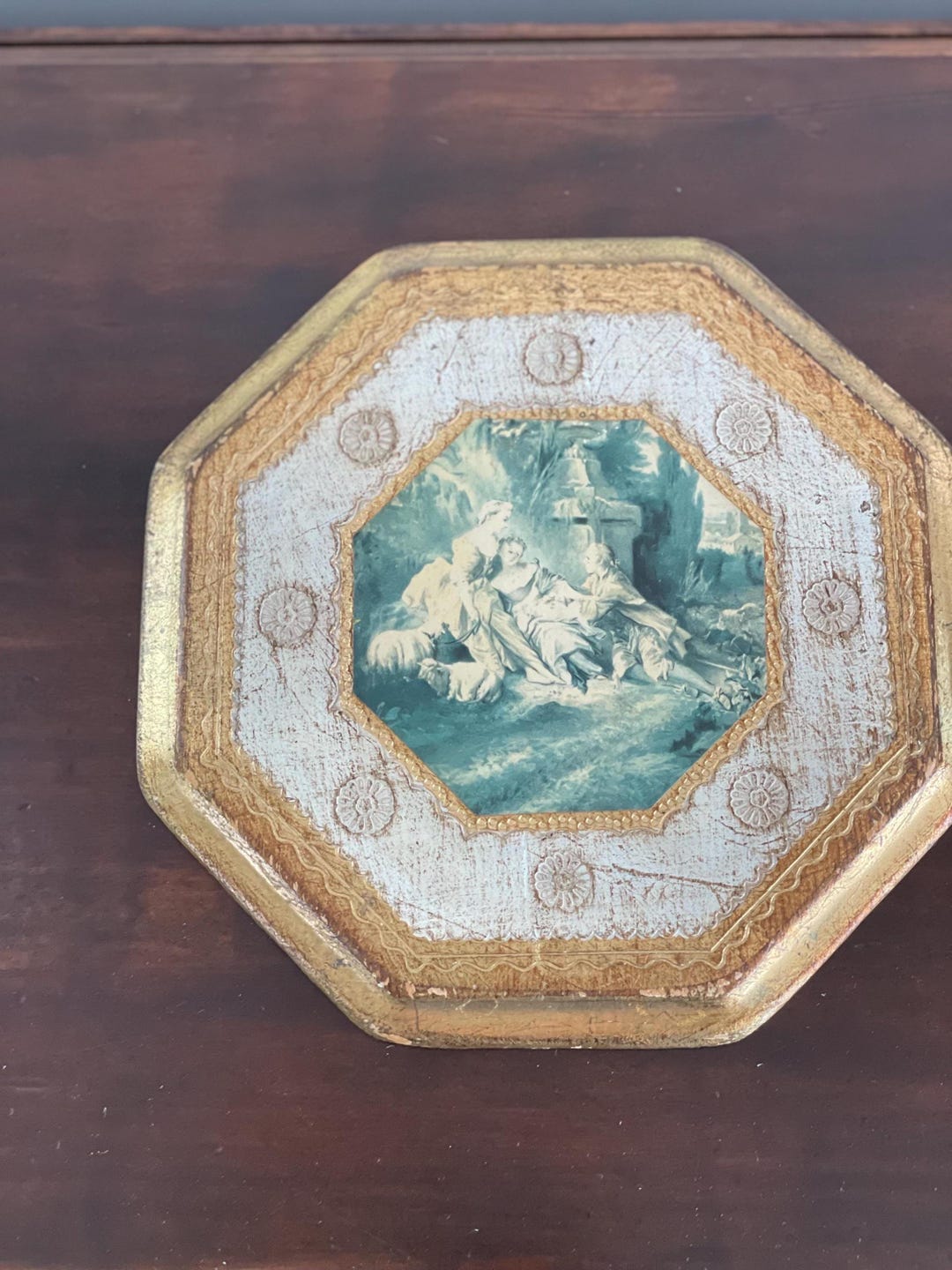 Florentine Wood Wall Plaque, Gilt Wall Hanging, Made in Italy, Cream ...