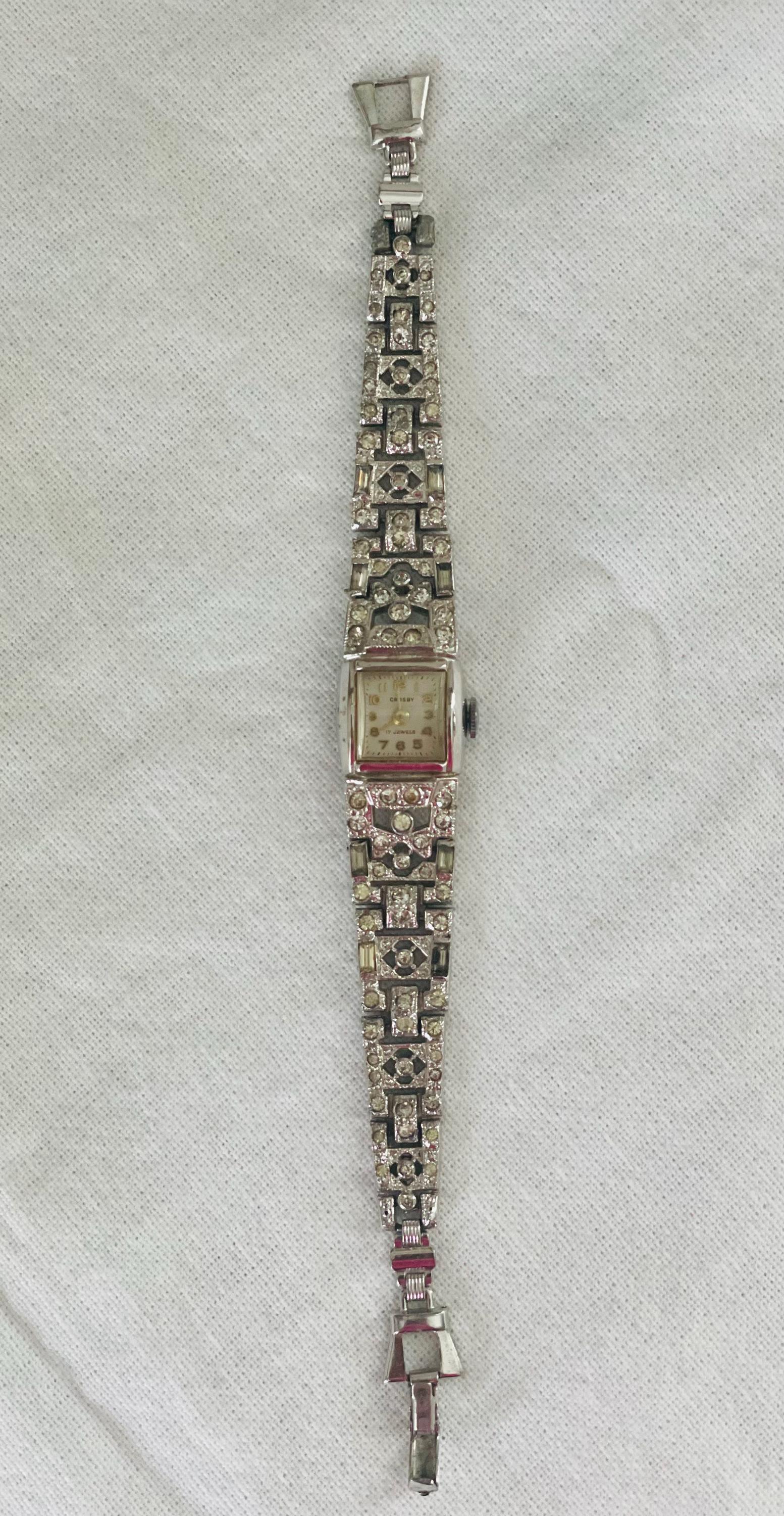 Vintage Ladies Crosby 17 Jewels Watch, Art Deco Wind  display picture 1