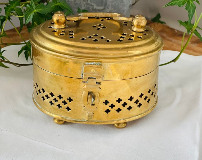 Brass Cricket Box With Hinged Lid Mid Century Etsy