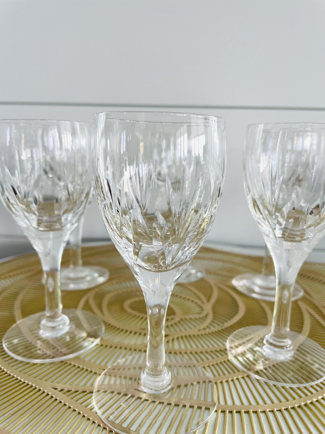 Stuart England. The Rack Set of 6 Stuart England Cordial, Port, Wine Glasses, Kent Pattern ...