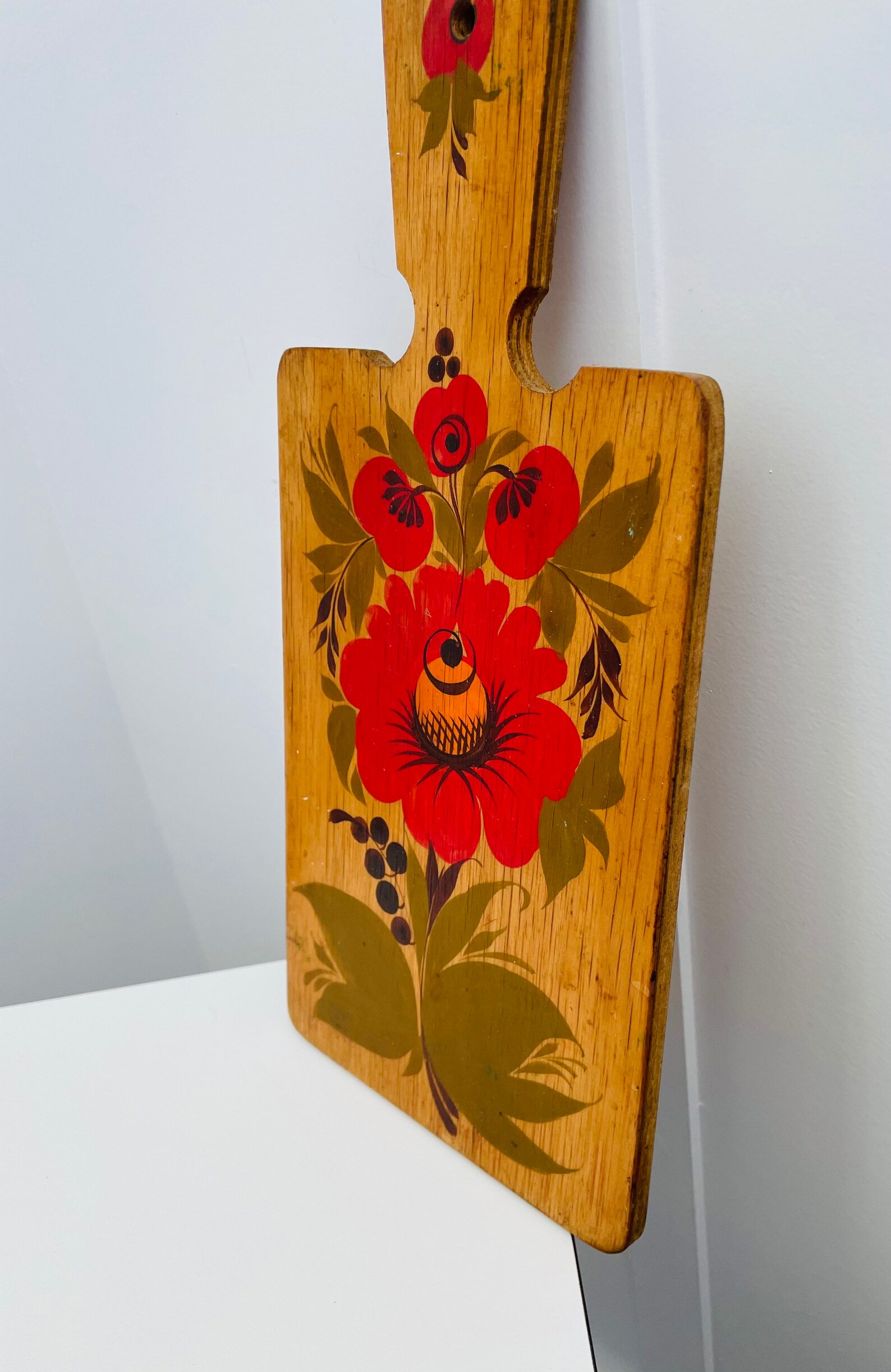 Vintage Cutting Board Hand Painted flowers 13by Etsy