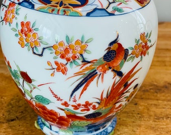 Vintage Shogun Dynasty Hand Painted Porcelain Ginger Jar, Orange