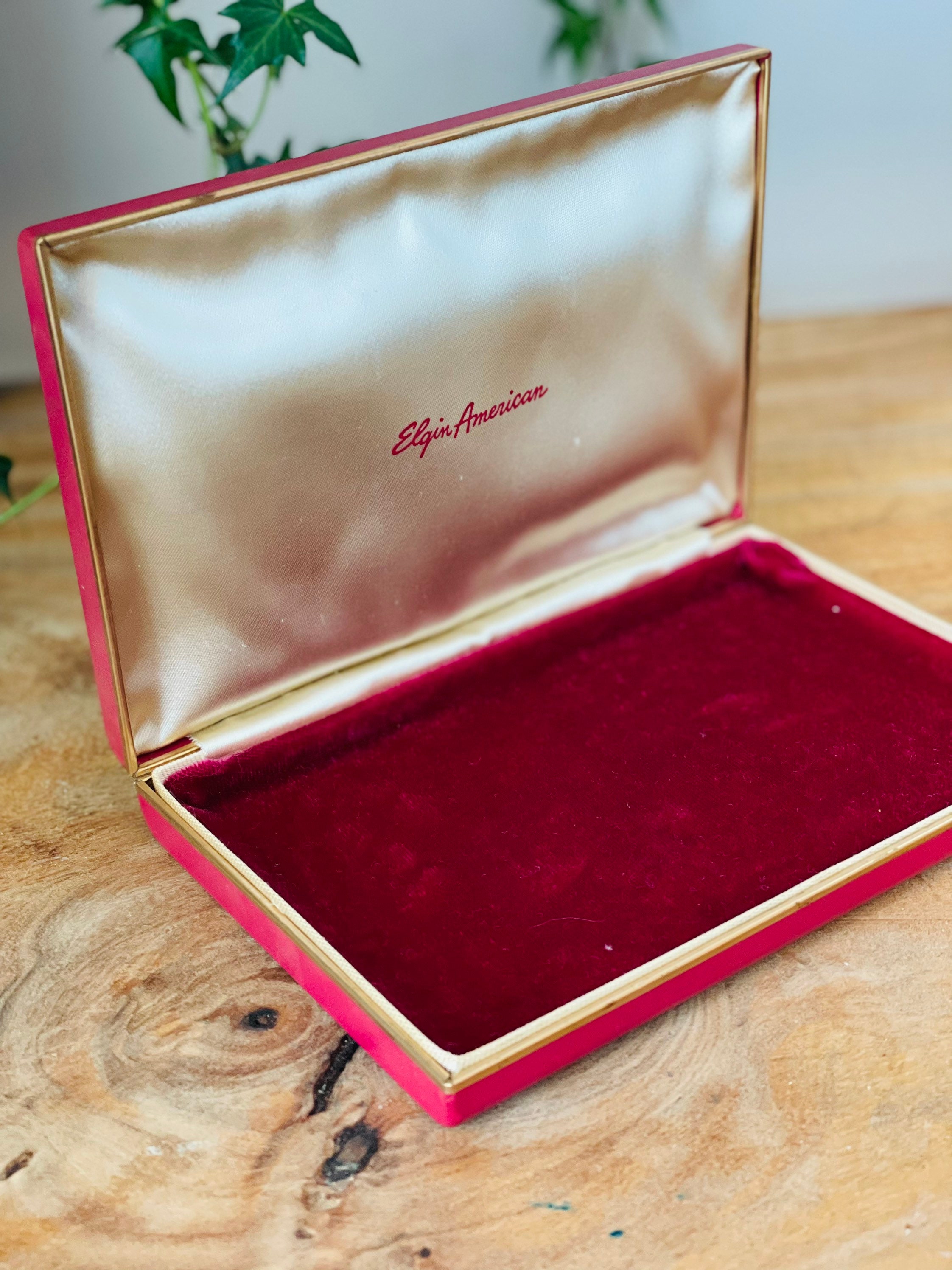 40'アンティーク U.S.A ELGIN　極薄モデル 未使用　BOX Vintage Elgin American Hinged Jewelry Box - Etsy