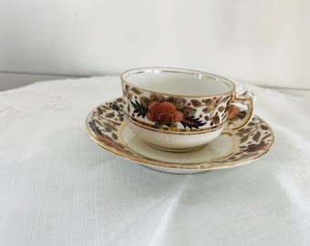 Antique Royal Crown Derby "Asian Rose" Bone China Demitasse cup, Teacup and Saucer