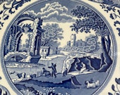 Spode Blue and White Cake Platter, Trivet, Riser, Italian