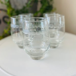 Set of 4 Tempo Roly Poly Mod Retro dot Glasses by Libbey,  Mid Century Barware