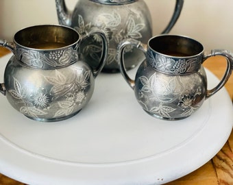 Vintage Pairpoint Mfg Quadruple Silver Plated 4 Piece Coffee Tea