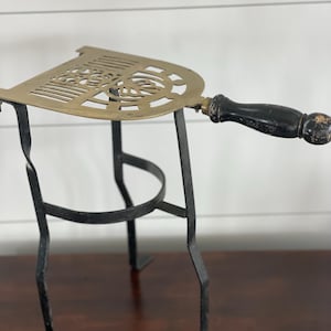 Brass and Iron Footmans Stool, Handled Plant Stand, Vintage Kettle Stand, fireside Trivet (may ship cheaper with UPS)