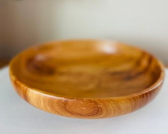 Natural Camphor Wood Round Hand Turned Wood Bowl, 9.5" diameter, Hand Turned, Signed