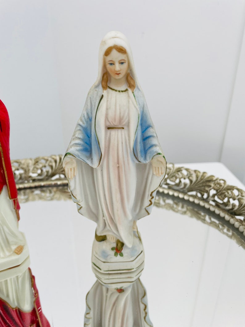 Vintage Porcelain Statue of Virgin Mary and Acrylic Sacred Etsy