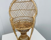 Miniature Peacock Chair, 15 quot high, Boho decr, Doll Chair, Plant Stand