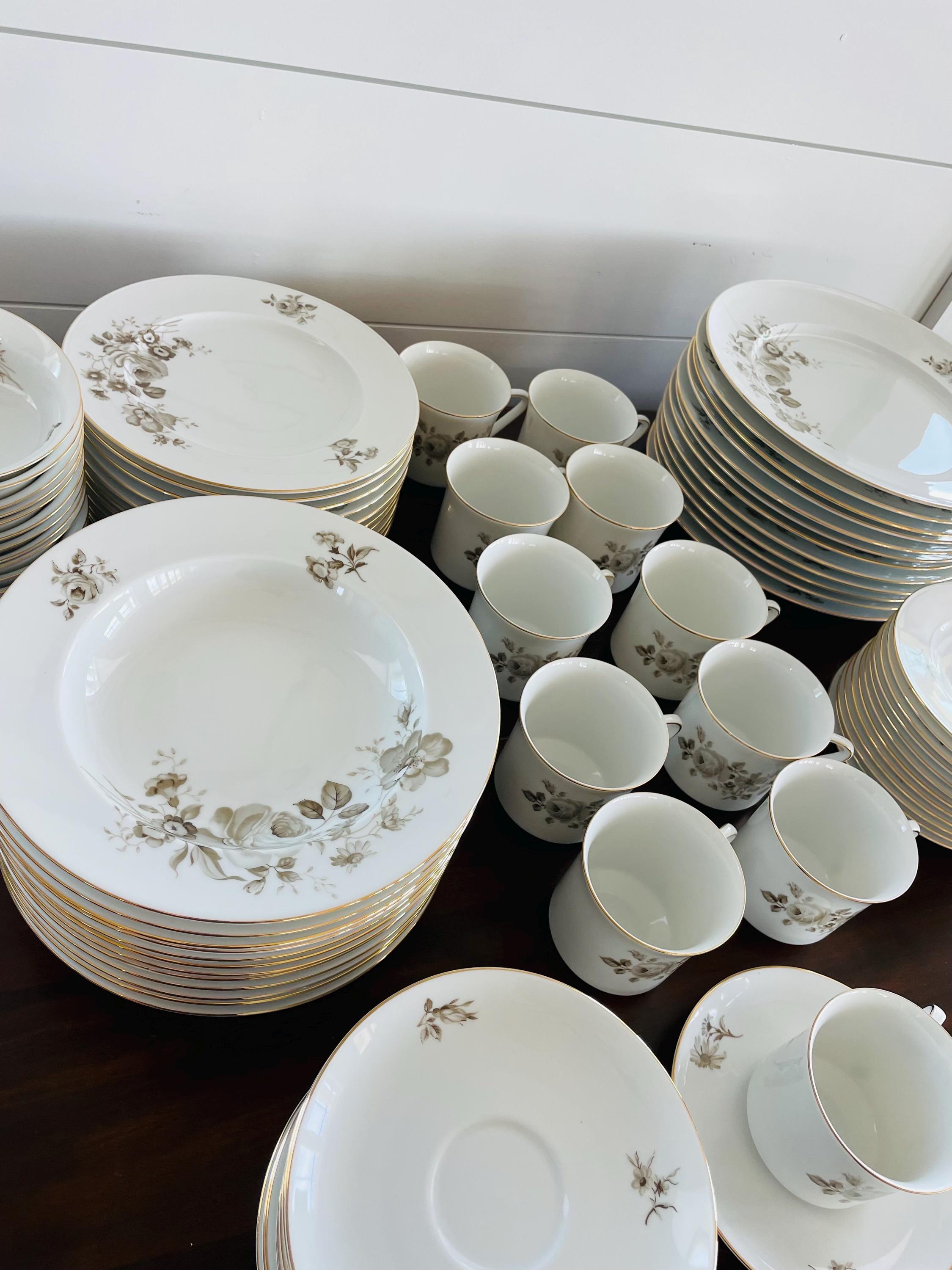 1 Place Setting - Johann Haviland Twilight Rose China, Sepia